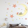 Nursery Smiling Moon with Orange and Yellow Stars Wall Decal Sticker
