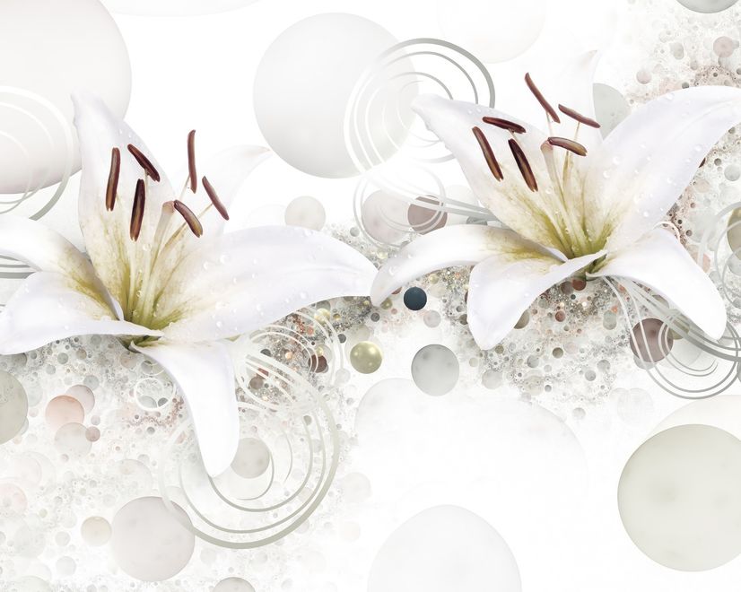White Lily Floral Wallpaper Mural
