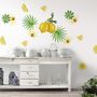 Yellow Lemon with Lily Florals Wall Decal Sticker