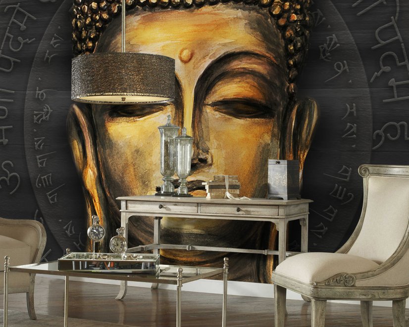 Gautama Buddha Fototapete mit dunklem Hintergrund