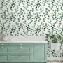 Watercolor Eucalyptus Leaf Pattern Wallpaper Mural
