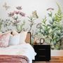 Wild Floral and Green Fresh Leaves Wallpaper Mural