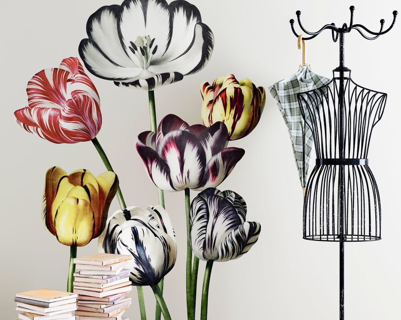 3D Dutch Floral Colorful Tulips Wall Decal Sticker