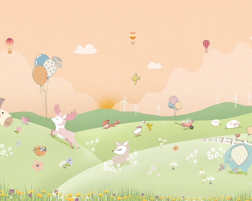 Nursery Cartoon Forest Landscape Wallpaper Mural