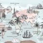 Kids World Map with Charcoal Famous Landmarks Wallpaper Mural