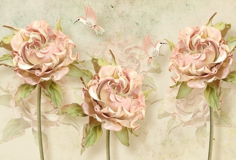 Vintage Pink Dried Floral Wallpaper Mural