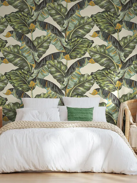 Vintage Banana Leaf Pattern Wallpaper Mural