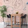Abstract Pink Faces Wallpaper Mural