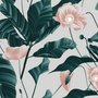 Fototapete mit pinken Blumen und Blättern