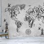 Vintage Charcoal World Map Wallpaper Mural