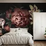 Dark Floral Bouquet with Red Peony and Lily Wallpaper Mural