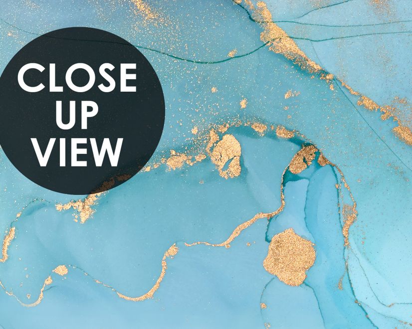 Light Blue Marble with Gold Look Splash Wallpaper Mural