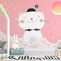 Papier peint panoramique chat heureux sur les nuages roses