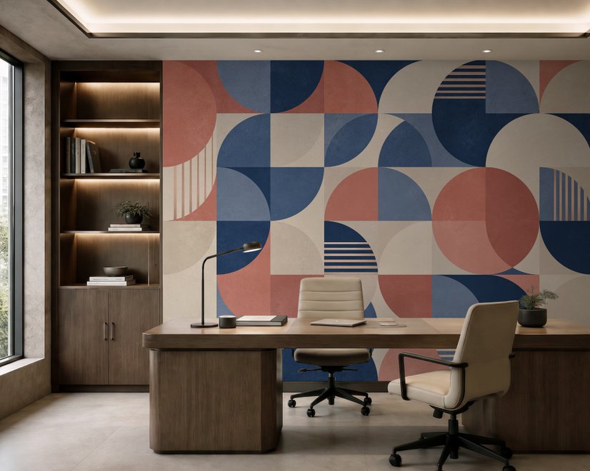 Retro Abstract Geometric Shapes Wallpaper Mural