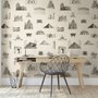 Vintage World Architecture Sketch Wallpaper Mural