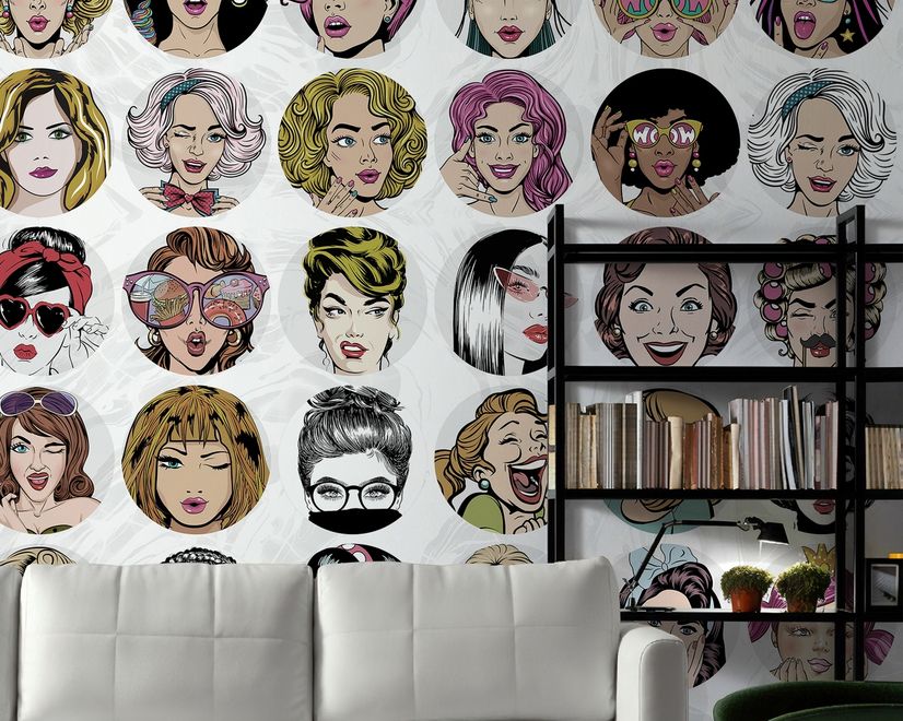 Woman Face Pop Art Papier peint panoramique