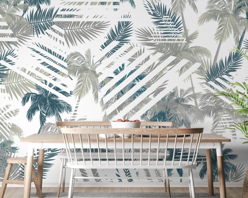 Vintage Tropical Leaf Pattern Wallpaper Mural