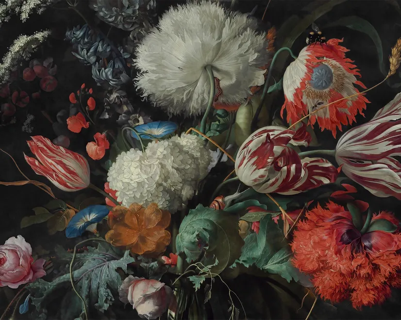 Dark Floral Dutch Bouquet with Tulips Wallpaper Mural