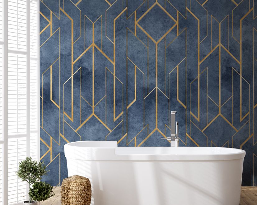 Rhombus Geometric Lines Art Deco Wallpaper Mural