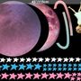 Colorful Space with Cute Little Girl on the Saturn Rings and Pink Moon Wall Decal Sticker