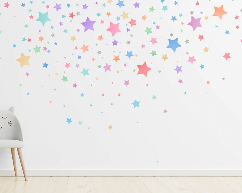 Colorful Watercolor Little Stars Wall Decal Sticker