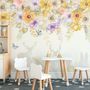 Yellow Floral Art with Horned Deer Wallpaper Mural
