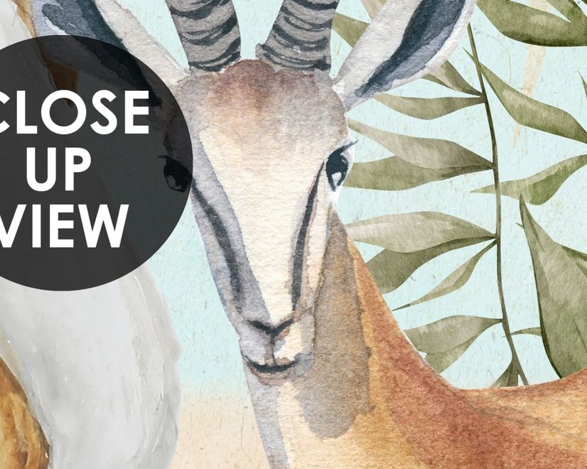 Watercolor Safari Animals in Forest Wallpaper Mural