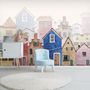 Papier peint panoramique aquarelle de la rue de la ville