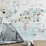 Kids Map with Little Animals Wallpaper Mural