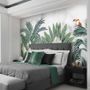 Flamingo Toucan with Vintage Forest Wallpaper Mural