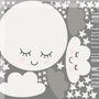 White Cute Fullmoon with Clouds Wall Decal Sticker
