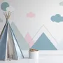 Blue Pink Mountains and Clouds Wallpaper Mural