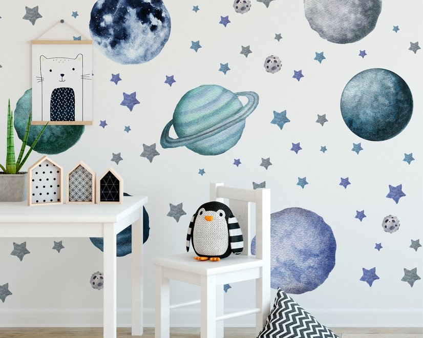 Aquarelle Planètes et étoiles Stickers muraux