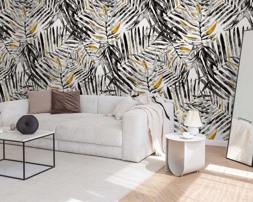 Watercolor Palm Leaf Pattern Wallpaper Mural