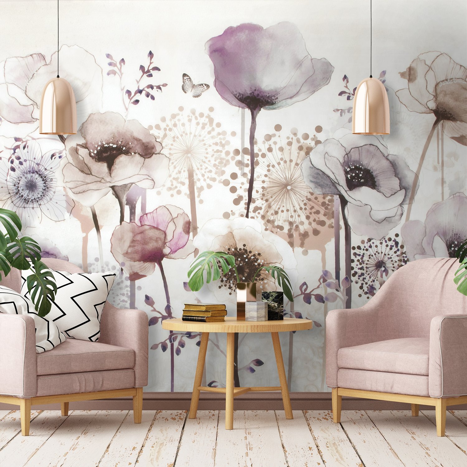 Aquarell Dunkle Mohnblumen Fototapete - Selbstklebende