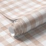 Soft brown wallpaper with pale beige gingham checks on a warm cream off-white ground