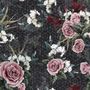 Bunte Blumen mit dunklem geometrischem Muster Fototapete