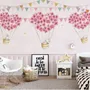 Flowery Hot Air Balloon with Rabbits Wallpaper Mural