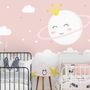 Nursery Soft Moon with White Cloud in the  Sky Wallpaper Mural