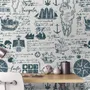 Inked Traveler Map Wallpaper Mural for Children