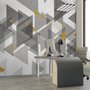 Watercolor Yellow Gray Triangle Geometric Wallpaper Mural