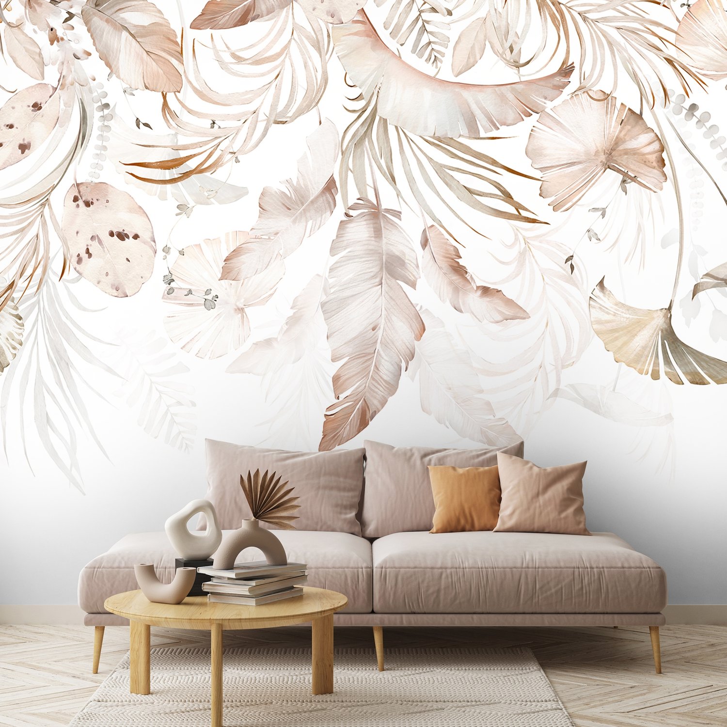 Boho Abstract Banana Leaf Art Wallpaper Mural - Peel and Stick