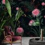 Pink Dandelion and Dark Landscape Wallpaper Mural