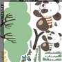 Panda and Her Cubs on the Tree with Butterfly and Birds Wall Decal Sticker