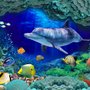 Papier peint panoramique sous la mer en 3D avec des poissons colorés