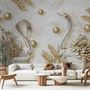 3D Look Swan and Leaf with Water Pattern Wallpaper Mural