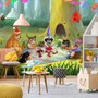 Papier peint panoramique animaux de dessin animé dans les bois
