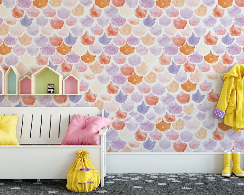 Colorful Mermaid Pattern Wallpaper Mural