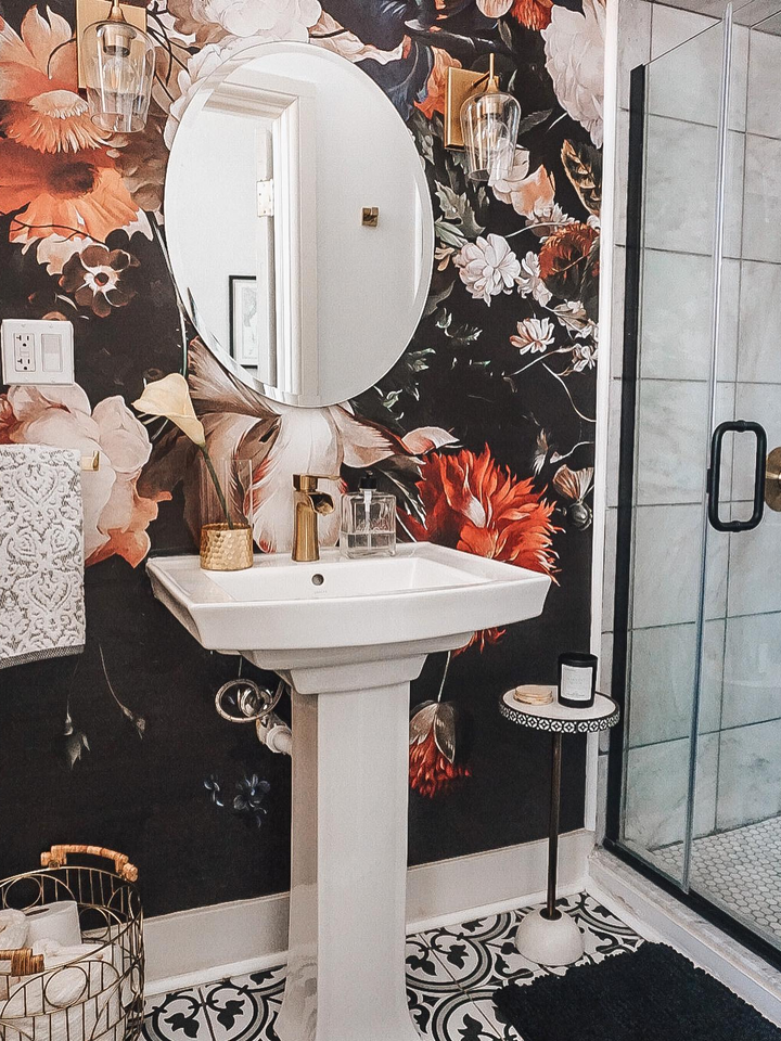 Golden Age Large and Dark Floral Wallpaper Mural