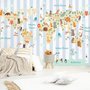 Kids Animals World Map with Stripe Pattern Wallpaper Mural